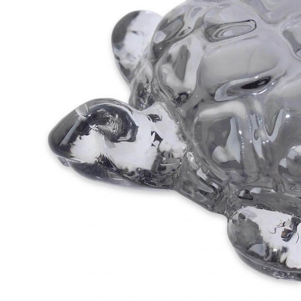 Vintage Gray Smoke Glass Turtle / Tortoise Figurine Realistic Statuette